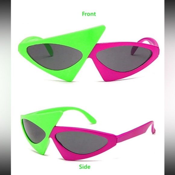 ✨ Awesome Funky Geometric Color Block Futuristic Fashion Glasses ✨ - Picture 3 of 10